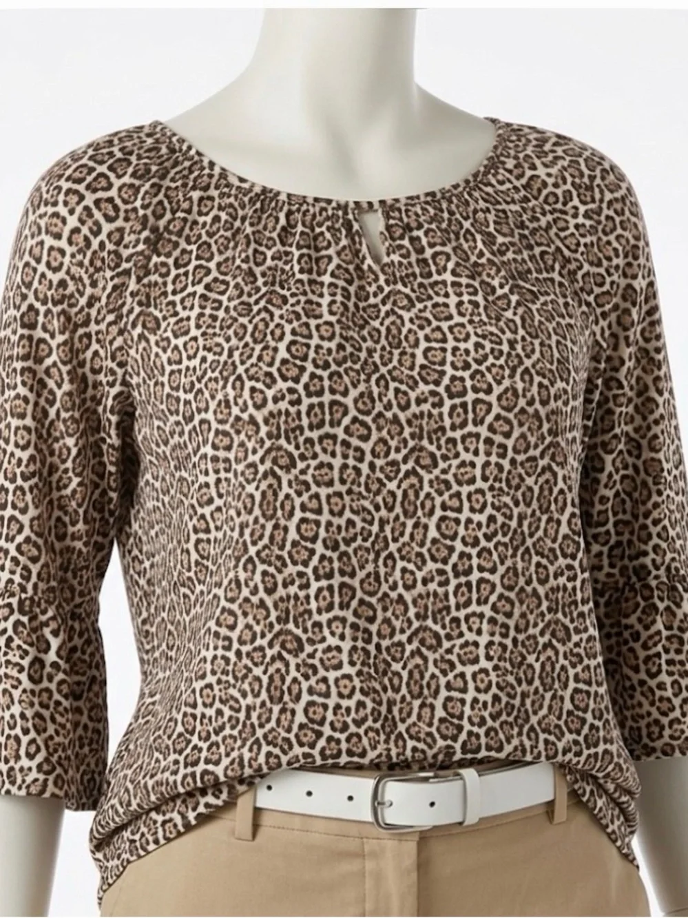 Michael Kors Brown Leopard Print Blouse size 1X